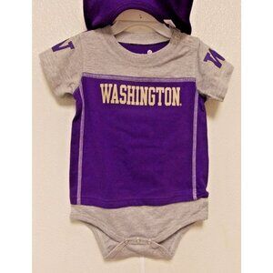 NCAA Washington Huskies Logo Bodysuit Bib Bootie Set Size 18-24 M by OUTER Stuff